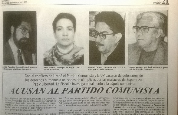 El partido Comunista ayudó al exterminio de la Unión Patriótica. Cuestión de estrategia