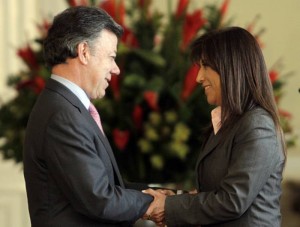Martha Lucía Zamora y Juan Manuel Santos