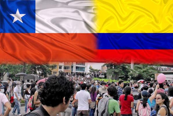 Colombia y Chile (fotomontaje del grupo de face "Colombia y Chile una sola voz")