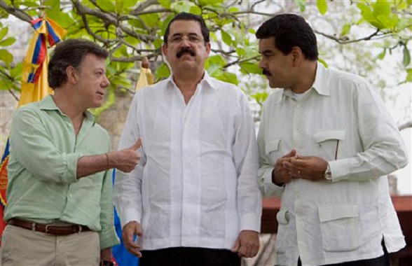 Santos, Zelaya y Maduro