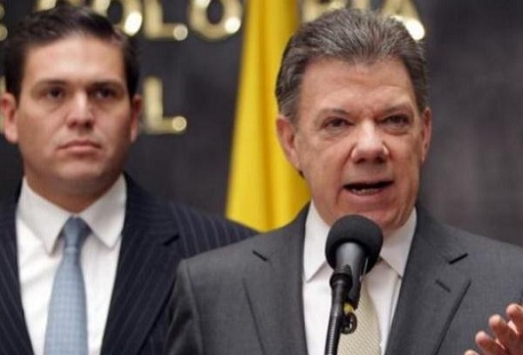 Juan Manuel Santos y su Ministro de Defensa, Juan Carlos Pinzón