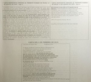 Detalle cartas enviadas por Gutiérrez Salazar al teniente Forero