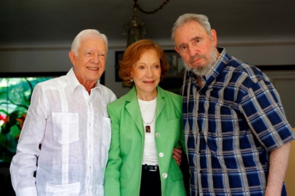 Fidel Castro con su amigo Jimmy Carter y su esposa Rosalyn
