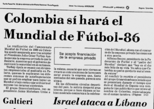 Facsimil de titular de prensa donde se reseñó que Colombia haría el Mundial de 1986