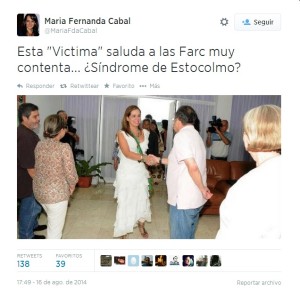 El twitter por el cual la Fiscalía pidió investigar y acusar a la congresista María Fernanda Cabal