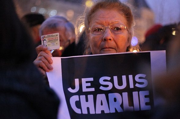 Vigilia por el asesinato de los periodistas de Charlie Hebdo