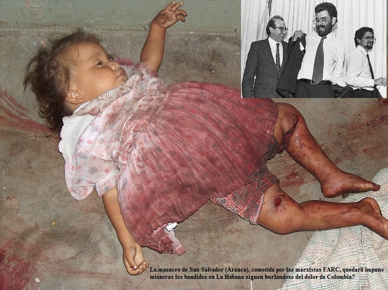 Una de las pequeñas víctimas de la Masacre de San Salvador. Las FARC quedarán impunes por ello