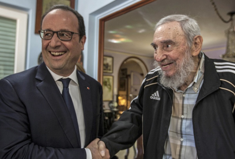 Francois Hollande y Fidel Castro
